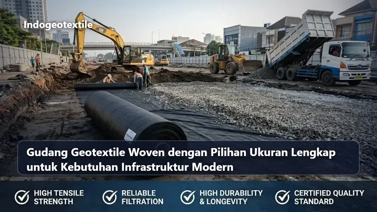 Gudang Geotextile Woven dengan Pilihan Ukuran Lengkap untuk Kebutuhan Infrastruktur Modern