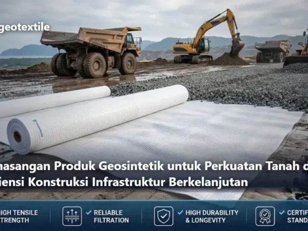 Pemasangan Produk Geosintetik untuk Perkuatan Tanah dan Efisiensi Konstruksi Infrastruktur Berkelanjutan